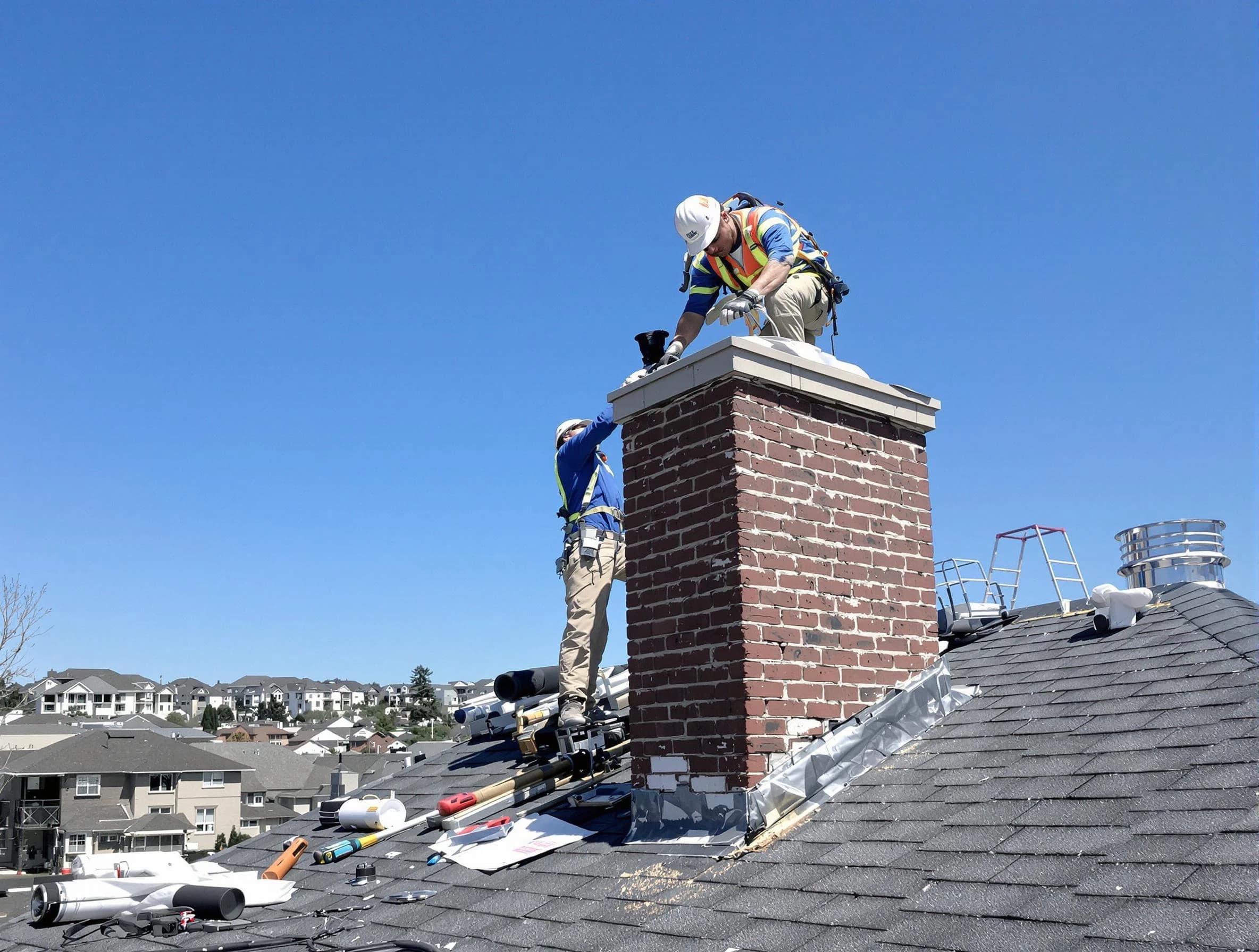 Garfield Chimney Sweep repairing a chimney crown in Garfield, NJ