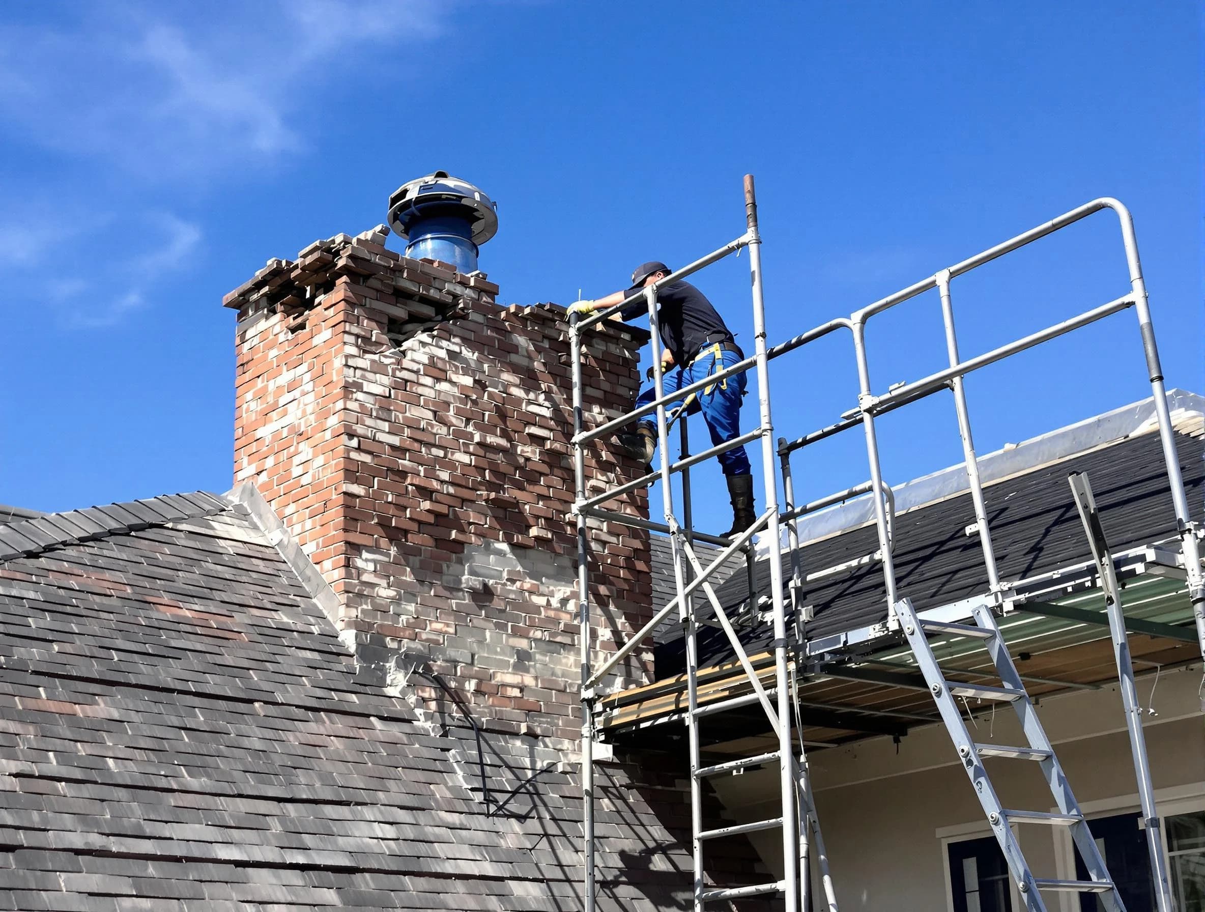 Rebuilding a chimney structure by Garfield Chimney Sweep in Garfield, NJ