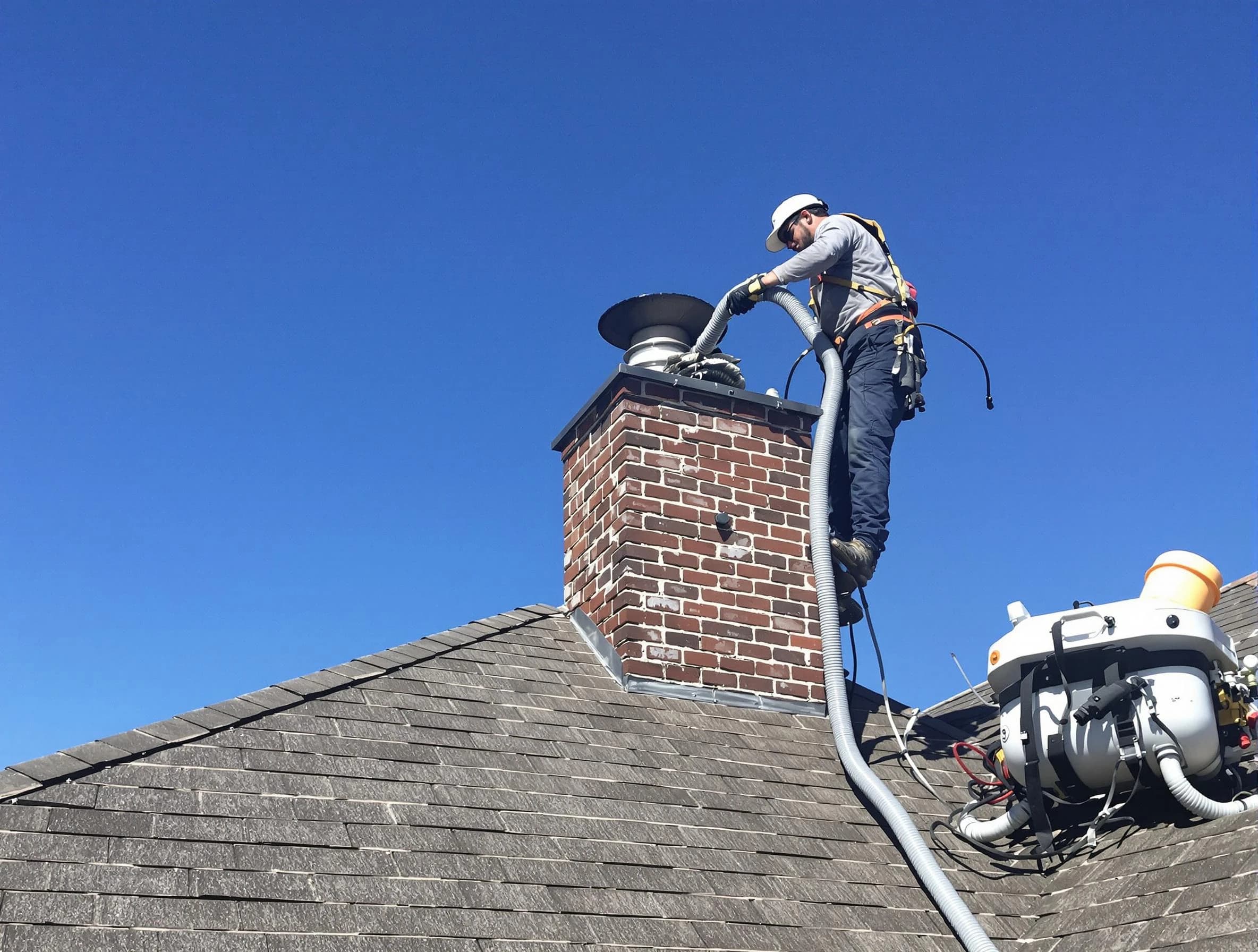 Dedicated Garfield Chimney Sweep team member cleaning a chimney in Garfield, NJ
