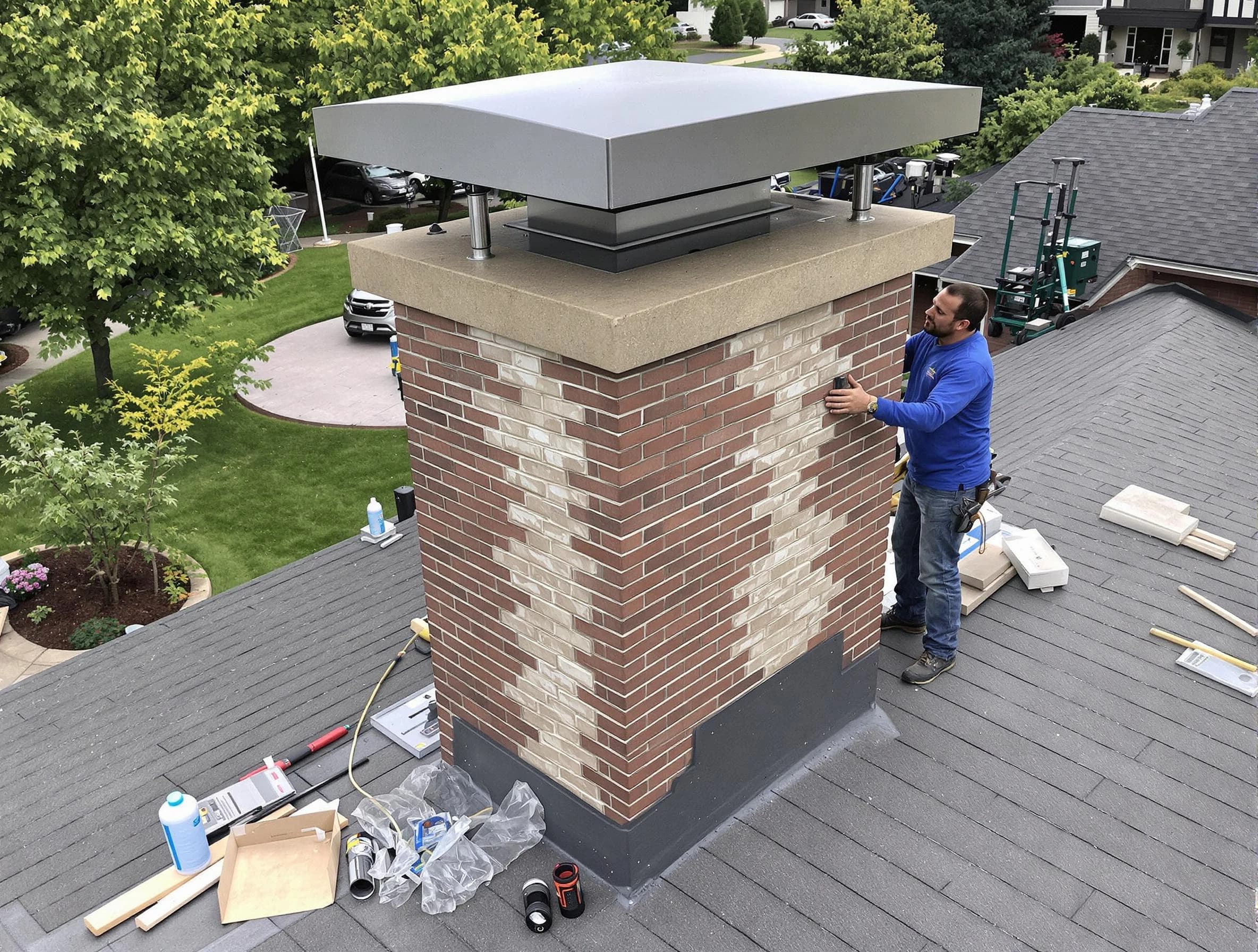 Garfield Chimney Sweep team working on a custom chimney remodel in Garfield, NJ
