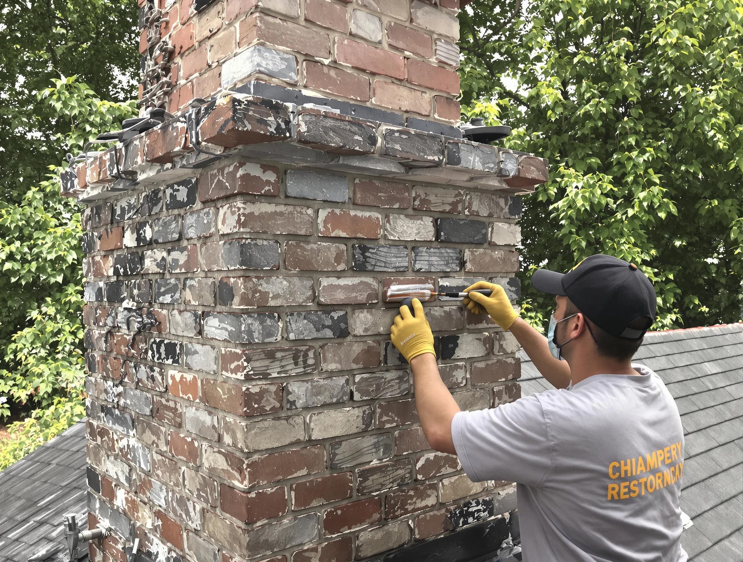 In-progress chimney restoration by Garfield Chimney Sweep in Garfield, NJ