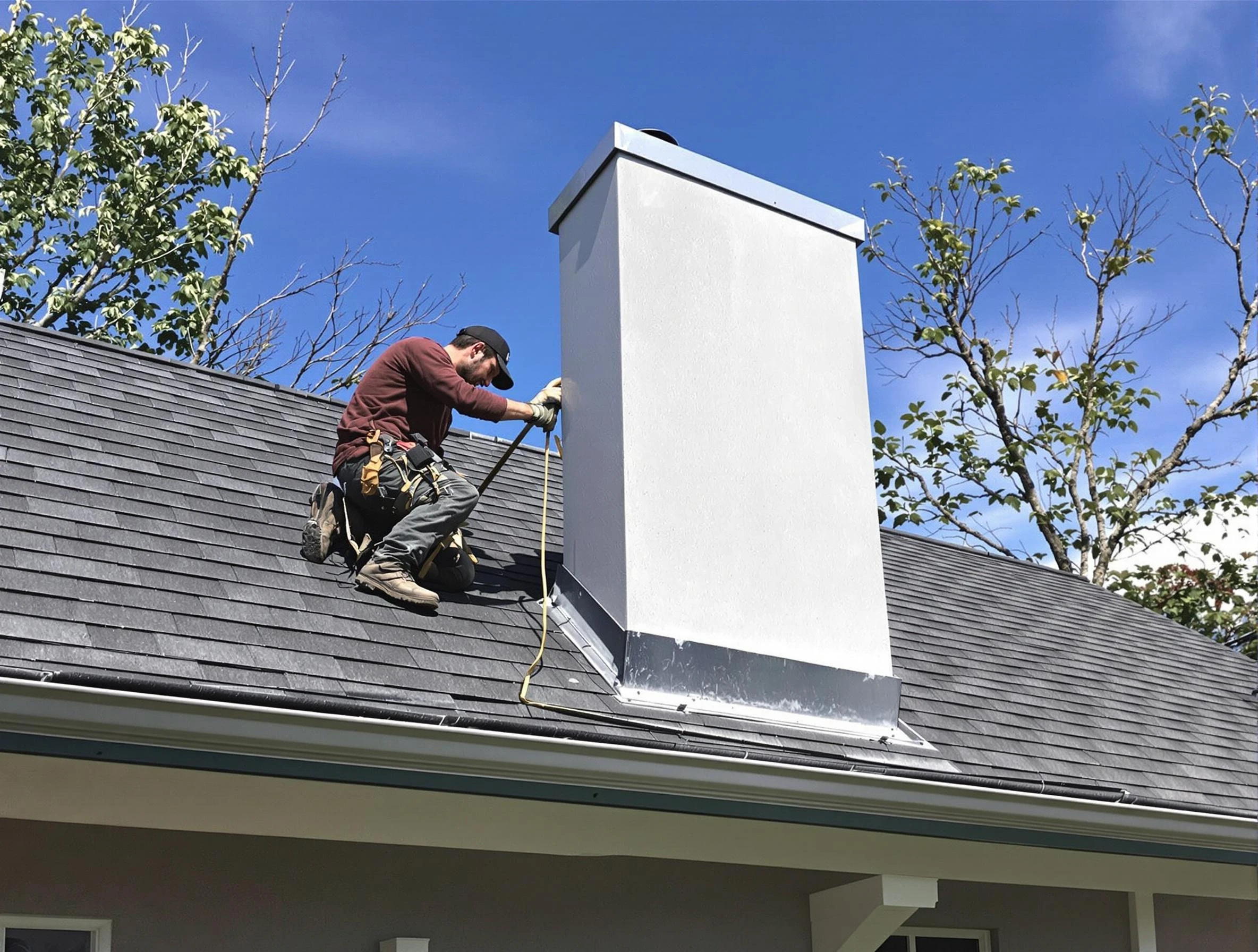 Garfield Chimney Sweep team member finishing chimney construction in Garfield, NJ