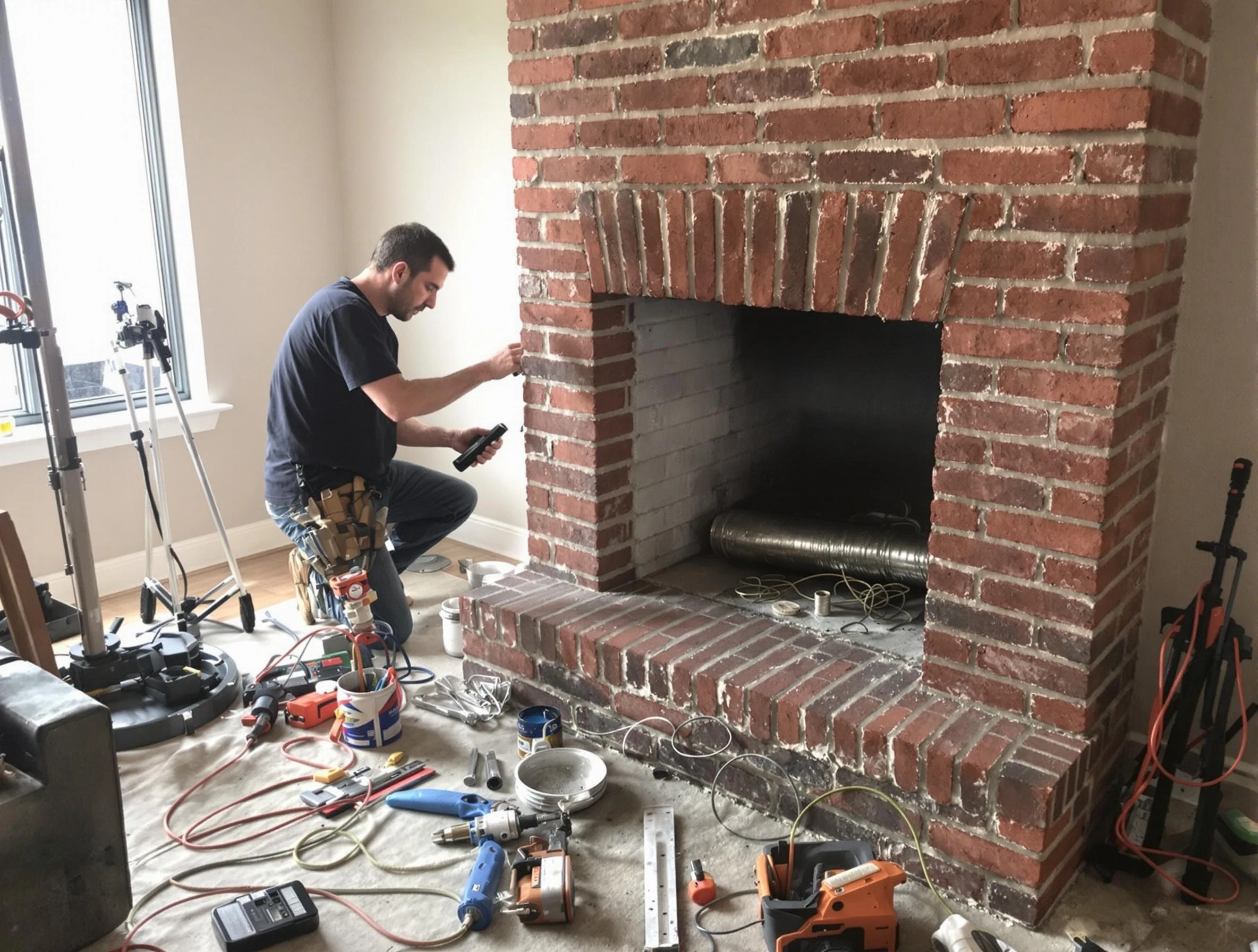 Garfield Chimney Sweep specialist finalizing chimney liner service in Garfield, NJ