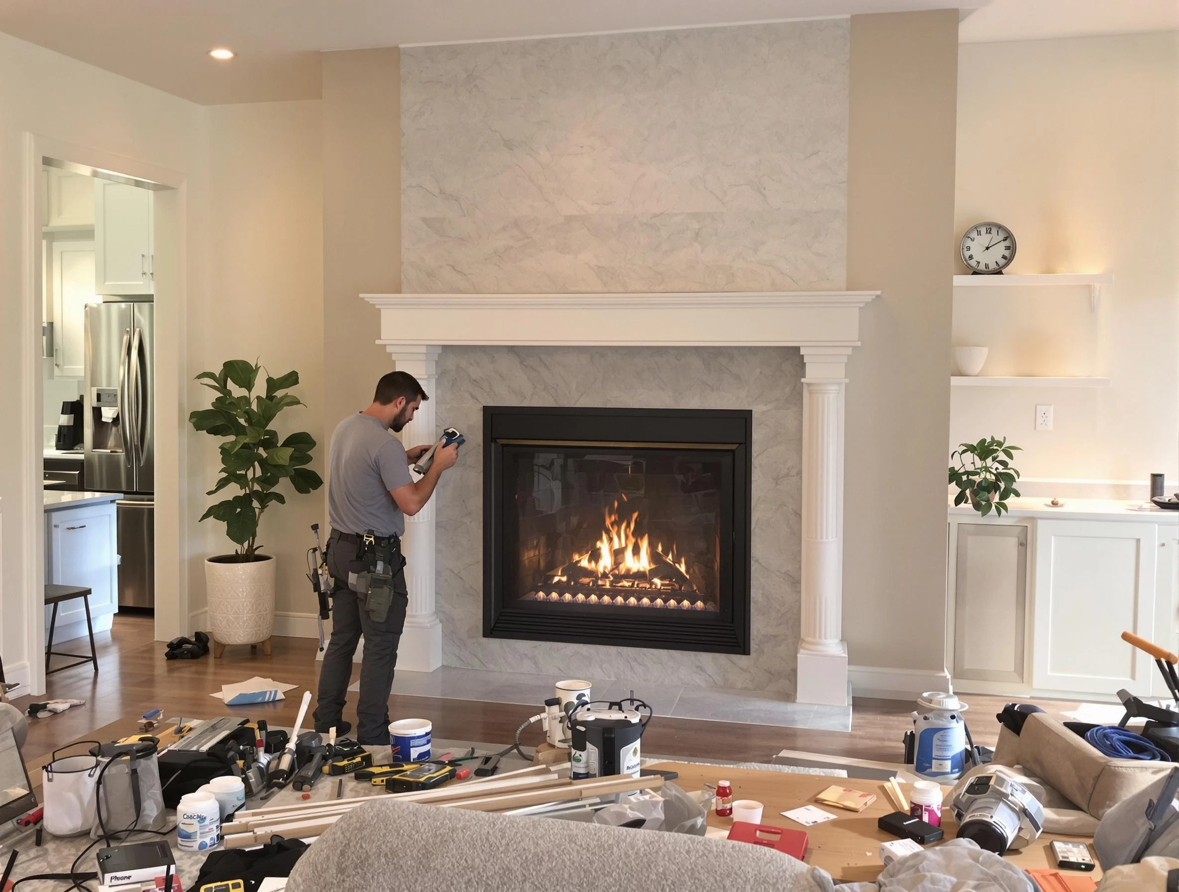 Newly installed fireplace by Garfield Chimney Sweep in Garfield, NJ