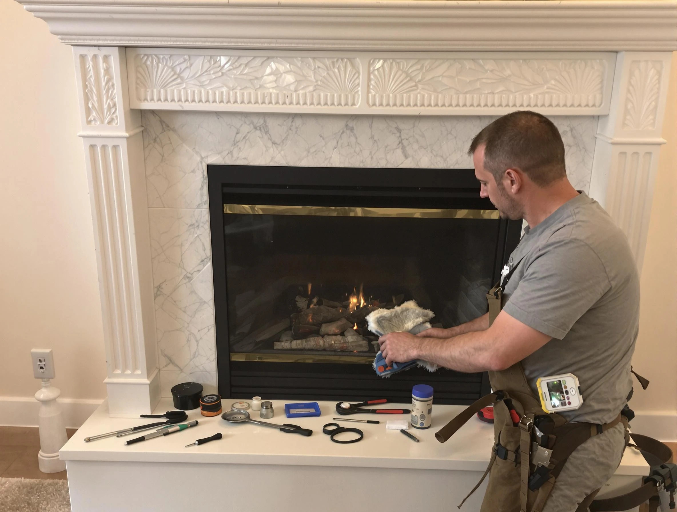 Garfield Chimney Sweep performing fireplace maintenance in Garfield, NJ
